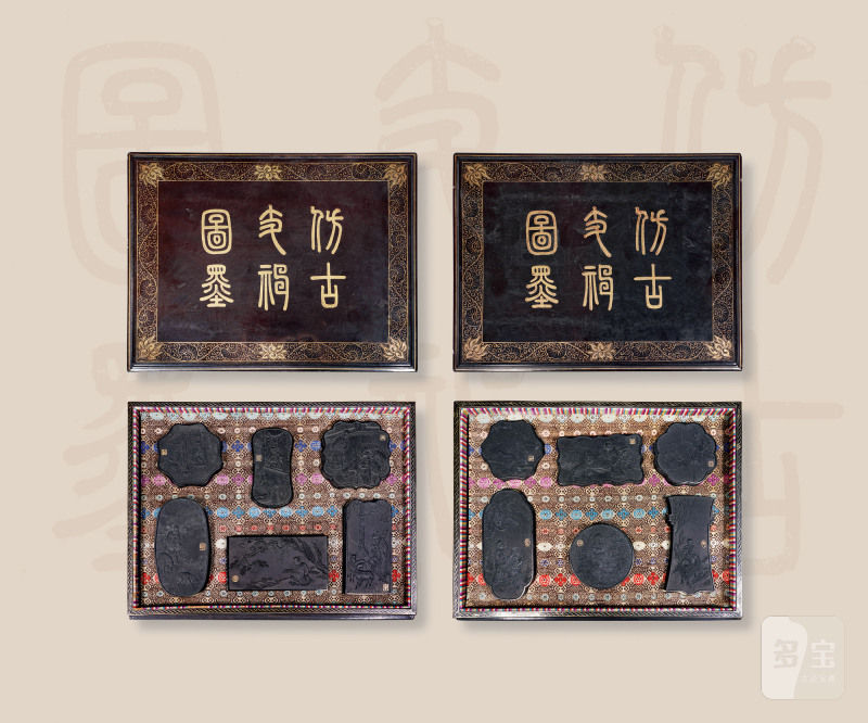清 胡开文仿古生肖礼墨二盒十二锭